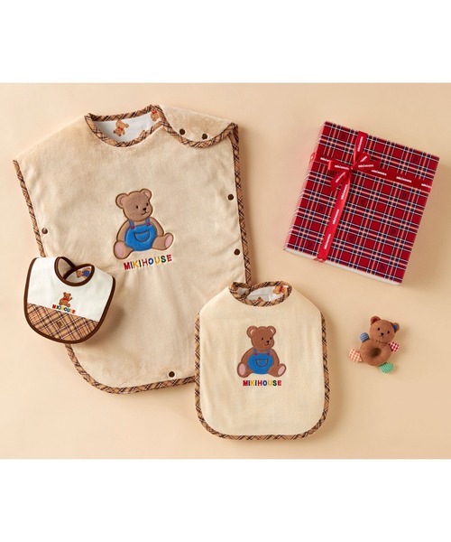 MIKI HOUSE（ミキハウス）の「ミキハウスベア スタイ（スタイ/よだれかけ・キッズ・ベージュ/レッド・ONE SIZE）」の7枚目の写真