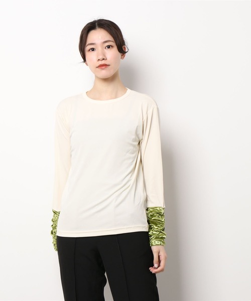 GGD（ジージーディー）の「スリーブベロアトップス（シャツ/ブラウス・レディース・イエローゴールド/サックスブルー/ライトグリーン・L/M）」の4枚目の写真