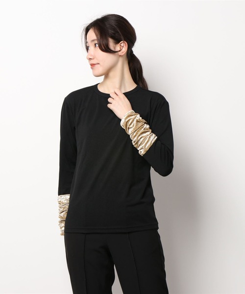 GGD（ジージーディー）の「スリーブベロアトップス（シャツ/ブラウス・レディース・イエローゴールド/サックスブルー/ライトグリーン・L/M）」の5枚目の写真