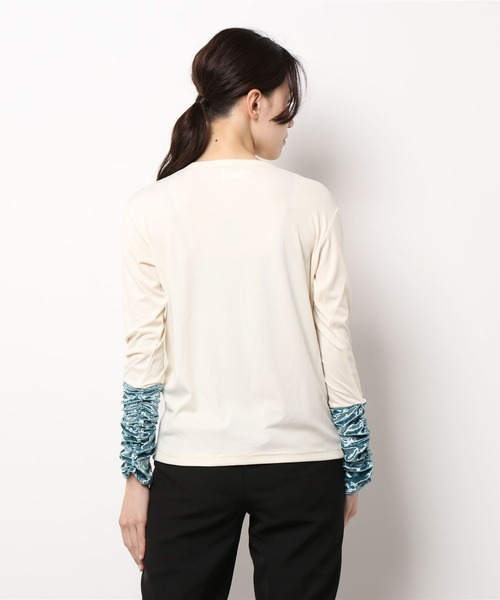 GGD（ジージーディー）の「スリーブベロアトップス（シャツ/ブラウス・レディース・イエローゴールド/サックスブルー/ライトグリーン・L/M）」の6枚目の写真