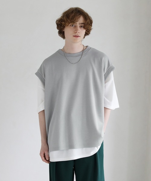 ETELIO（エテリオ）の「ビッグシルエット鹿の子編みベスト（ベスト・メンズ・グレー/ブルー/ブルーグリーン/ワイン・S/M/L）」の5枚目の写真