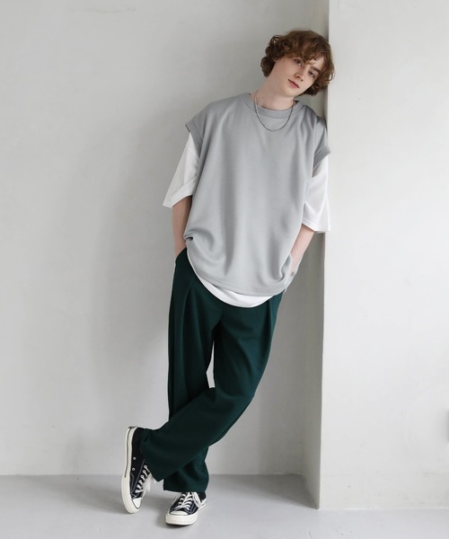 ETELIO（エテリオ）の「ビッグシルエット鹿の子編みベスト（ベスト・メンズ・グレー/ブルー/ブルーグリーン/ワイン・S/M/L）」の6枚目の写真