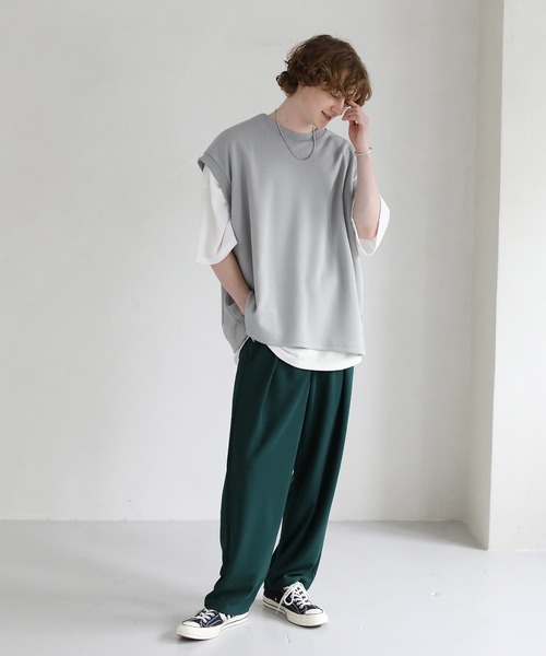 ETELIO（エテリオ）の「ビッグシルエット鹿の子編みベスト（ベスト・メンズ・グレー/ブルー/ブルーグリーン/ワイン・S/M/L）」の7枚目の写真