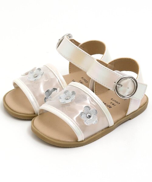apres les cours（アプレレクール）の「お花モチーフクリアサンダル（サンダル・キッズ・ピンク/アイボリー・14/16/15 /19/18/17）」の2枚目の写真
