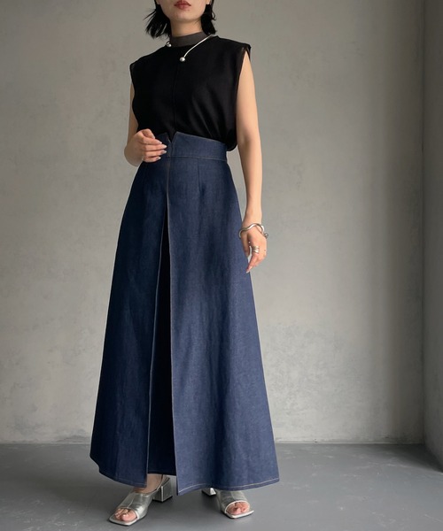 &g'aime（アンジェム）の「【&g’aime】デニムAラインスカート（デニムスカート・レディース・ブラック/ネイビー・FREE）」の19枚目の写真