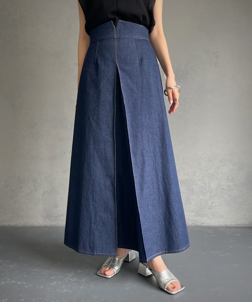 &g'aime（アンジェム）の「【&g’aime】デニムAラインスカート（デニムスカート・レディース・ブラック/ネイビー・FREE）」の21枚目の写真