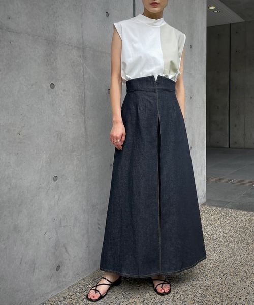 &g'aime（アンジェム）の「【&g’aime】デニムAラインスカート（デニムスカート・レディース・ブラック/ネイビー・FREE）」の5枚目の写真