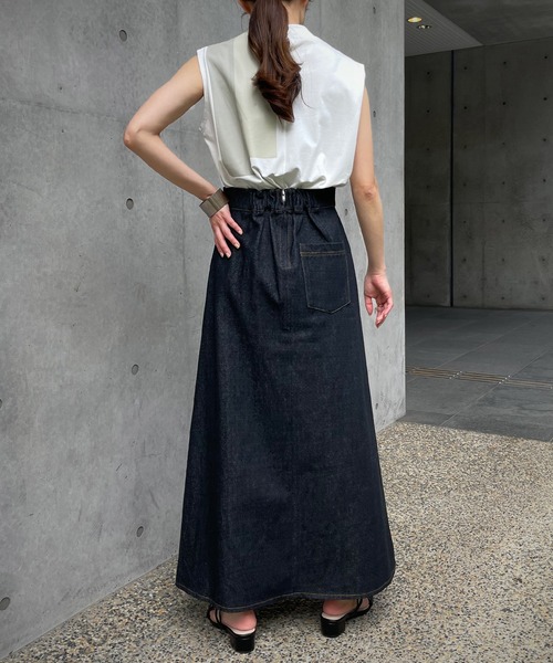 &g'aime（アンジェム）の「【&g’aime】デニムAラインスカート（デニムスカート・レディース・ブラック/ネイビー・FREE）」の16枚目の写真