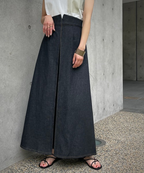 &g'aime（アンジェム）の「【&g’aime】デニムAラインスカート（デニムスカート・レディース・ブラック/ネイビー・FREE）」の8枚目の写真