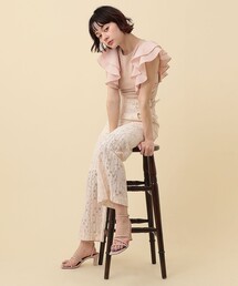 ME COUTURE（ミークチュール）の「コンビフリルカットソー（Tシャツ/カットソー・レディース）」