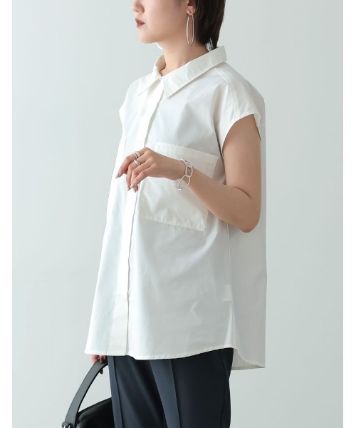 Re:EDIT(リエディ)の「ブロードビックポケットノースリーブシャツ(シャツ/ブラウス・レディース・ブラック/オフホワイト/オレンジ/グリーン・FREE)」の9枚目の写真