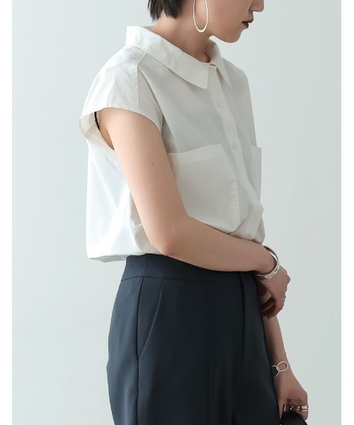 Re:EDIT(リエディ)の「ブロードビックポケットノースリーブシャツ(シャツ/ブラウス・レディース・ブラック/オフホワイト/オレンジ/グリーン・FREE)」の12枚目の写真