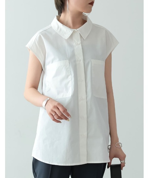 Re:EDIT(リエディ)の「ブロードビックポケットノースリーブシャツ(シャツ/ブラウス・レディース・ブラック/オフホワイト/オレンジ/グリーン・FREE)」の14枚目の写真