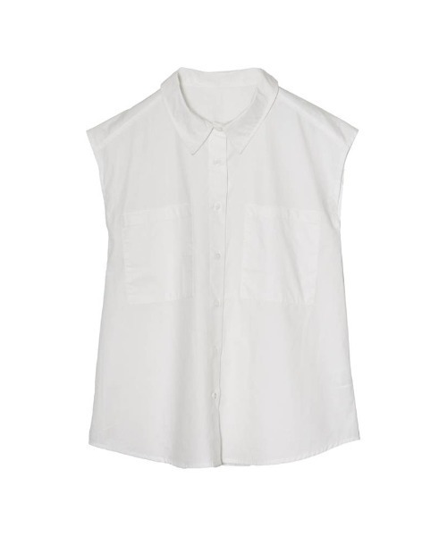 Re:EDIT(リエディ)の「ブロードビックポケットノースリーブシャツ(シャツ/ブラウス・レディース・ブラック/オフホワイト/オレンジ/グリーン・FREE)」の6枚目の写真