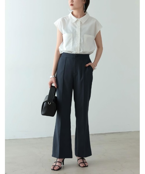 Re:EDIT(リエディ)の「ブロードビックポケットノースリーブシャツ(シャツ/ブラウス・レディース・ブラック/オフホワイト/オレンジ/グリーン・FREE)」の10枚目の写真