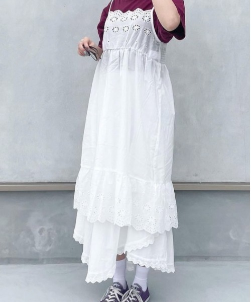 DuKKah（デュカ）の「Dukkah/コットンレースキャミワンピース（ワンピース・レディース・ホワイト・X-SMALL）」の14枚目の写真