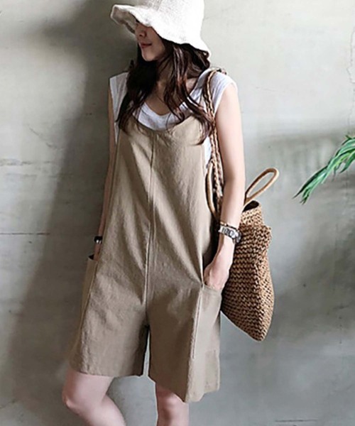 Girly Doll（ガーリードール）の「リボンキャミソールショート丈サロペット（サロペット/オーバーオール・レディース・ブラック/ネイビー/モカ・F）」の6枚目の写真