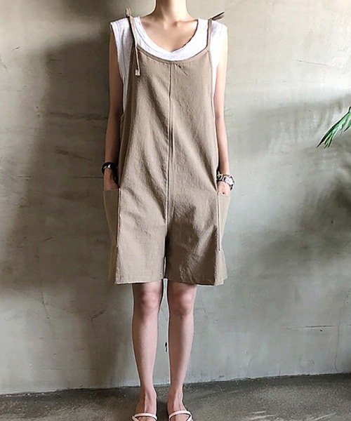 Girly Doll（ガーリードール）の「リボンキャミソールショート丈サロペット（サロペット/オーバーオール・レディース・ブラック/ネイビー/モカ・F）」の9枚目の写真