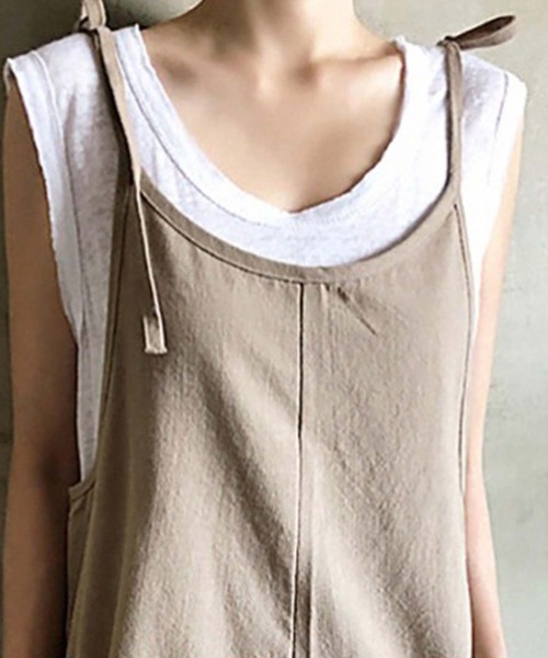 Girly Doll（ガーリードール）の「リボンキャミソールショート丈サロペット（サロペット/オーバーオール・レディース・ブラック/ネイビー/モカ・F）」の10枚目の写真