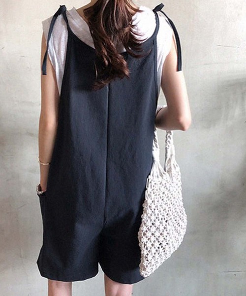 Girly Doll（ガーリードール）の「リボンキャミソールショート丈サロペット（サロペット/オーバーオール・レディース・ブラック/ネイビー/モカ・F）」の16枚目の写真