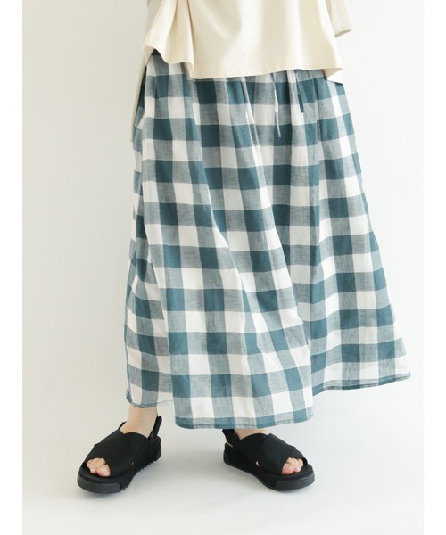 Samansa Mos2（サマンサ モスモス）の「ウエストシャーリングギャザースカート（スカート・レディース・ブラック/ベージュ/ピンク/グリーン/キナリ・ﾌﾘ-）」の4枚目の写真