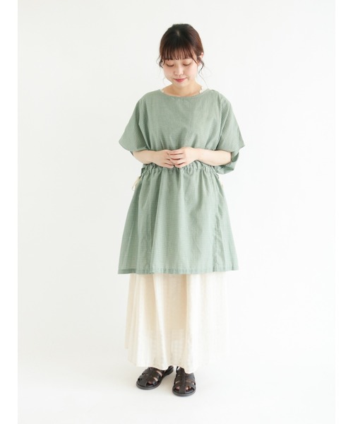 Samansa Mos2（サマンサ モスモス）の「ウエストシャーリングギャザースカート（スカート・レディース・ブラック/ベージュ/ピンク/グリーン/キナリ・ﾌﾘ-）」の10枚目の写真