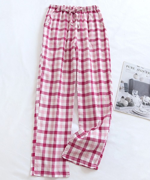 DAY CLOSET(デイ クローゼット)の「レディース ガーリーチェック&ハート柄リラックスルームパンツ(その他パンツ・レディース・ピンク/グリーン/ピンク系その他/ホワイト/ピンク系その他2・M/L/XL)」の4枚目の写真