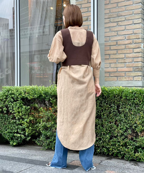 journal standard L'essage(ジャーナルスタンダードレサージュ)の「ポリエステルリネンパフスリーブワンピース(ワンピース・レディース・ホワイト/ブラック/ベージュ・FREE)」の12枚目の写真