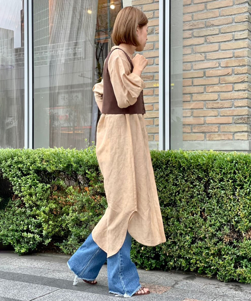 journal standard L'essage(ジャーナルスタンダードレサージュ)の「ポリエステルリネンパフスリーブワンピース(ワンピース・レディース・ホワイト/ブラック/ベージュ・FREE)」の13枚目の写真