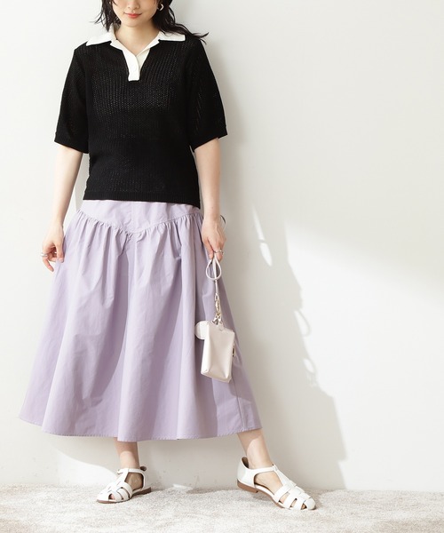 N.(N. Natural Beauty Basic)(エヌエヌナチュラルビューティーベーシック)の「◆コットンナイロンフレアマキシスカート(スカート・レディース・ブラウン/パープル/マスタード・MEDIUM)」の3枚目の写真