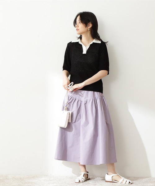 N.(N. Natural Beauty Basic)(エヌエヌナチュラルビューティーベーシック)の「◆コットンナイロンフレアマキシスカート(スカート・レディース・ブラウン/パープル/マスタード・MEDIUM)」の13枚目の写真