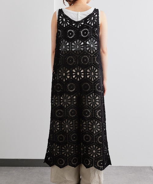 PUAL CE CIN（ピュアルセシン）の「カギ針編み風ワンピース（ワンピース・レディース・ブラック/ナチュラル・FREE）」の12枚目の写真
