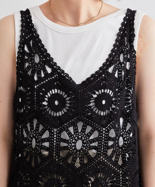 PUAL CE CIN（ピュアルセシン）の「カギ針編み風ワンピース（ワンピース・レディース・ブラック/ナチュラル・FREE）」の13枚目の写真