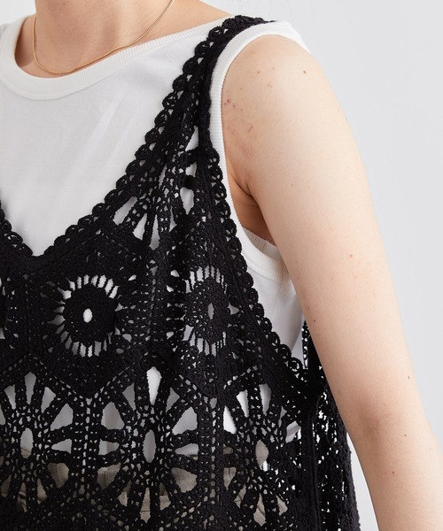 PUAL CE CIN（ピュアルセシン）の「カギ針編み風ワンピース（ワンピース・レディース・ブラック/ナチュラル・FREE）」の14枚目の写真