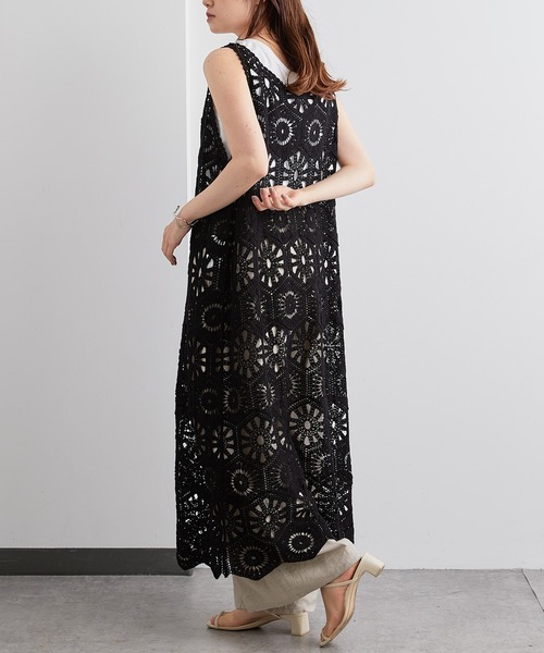 PUAL CE CIN（ピュアルセシン）の「カギ針編み風ワンピース（ワンピース・レディース・ブラック/ナチュラル・FREE）」の9枚目の写真