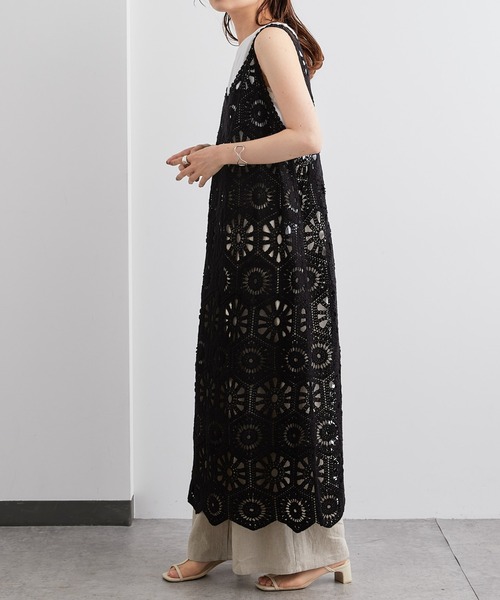 PUAL CE CIN（ピュアルセシン）の「カギ針編み風ワンピース（ワンピース・レディース・ブラック/ナチュラル・FREE）」の8枚目の写真