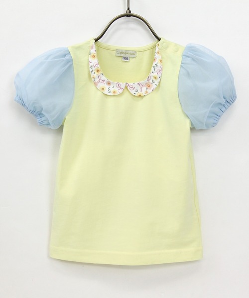 panpantutu（パンパンチュチュ）の「おすましカラーパフスリーブトップ(80-100cm)（Tシャツ/カットソー・キッズ・スモークピンク/レモンイエロー/ラベンダー/ミント・80ｃｍ/90cm/100cm）」の3枚目の写真