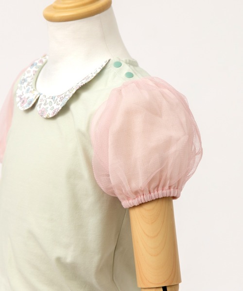 panpantutu（パンパンチュチュ）の「おすましカラーパフスリーブトップ(80-100cm)（Tシャツ/カットソー・キッズ・スモークピンク/レモンイエロー/ラベンダー/ミント・80ｃｍ/90cm/100cm）」の13枚目の写真