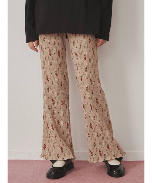 merry jenny（メリージェニー）の「floralギャザーフレアパンツ（その他パンツ・レディース・ブラック/ピンク/ベージュ・FREE）」の2枚目の写真