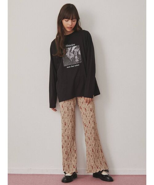 merry jenny（メリージェニー）の「floralギャザーフレアパンツ（その他パンツ・レディース・ブラック/ピンク/ベージュ・FREE）」の7枚目の写真