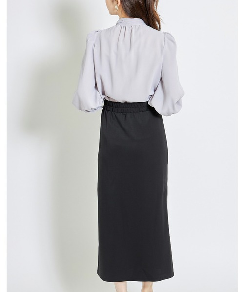 tocco closet（トッコ　クローゼット）の「飾り釦付きスリット入りロングタイトスカート（スカート・レディース・ブラック/テラコッタ・M）」の9枚目の写真