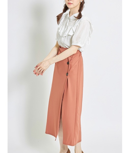 tocco closet（トッコ　クローゼット）の「飾り釦付きスリット入りロングタイトスカート（スカート・レディース・ブラック/テラコッタ・M）」の19枚目の写真