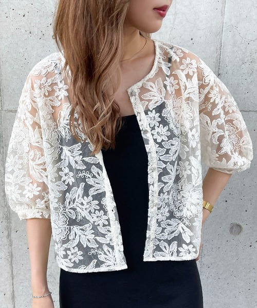 apres jour mignon（アプレジュールミニョン）の「チュールレースブラウス【ZOZOTOWN限定アイテム】（シャツ/ブラウス・レディース・ブラック/アイボリー/ブルー・フリー/X-LARGE）」の7枚目の写真