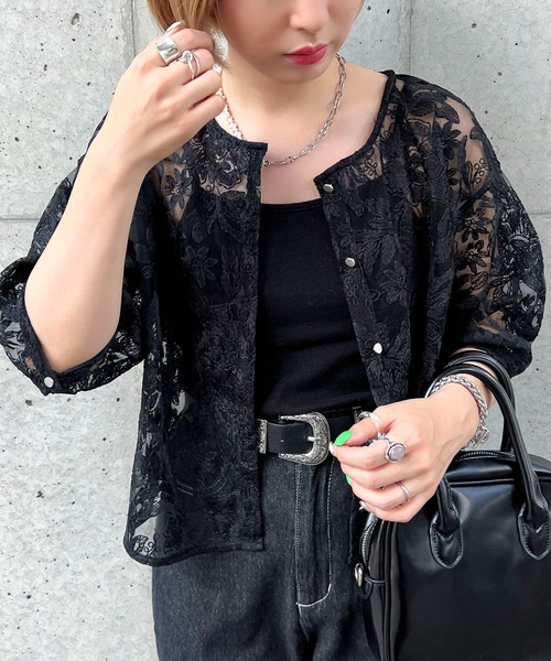 apres jour mignon（アプレジュールミニョン）の「チュールレースブラウス【ZOZOTOWN限定アイテム】（シャツ/ブラウス・レディース・ブラック/アイボリー/ブルー・フリー/X-LARGE）」の13枚目の写真