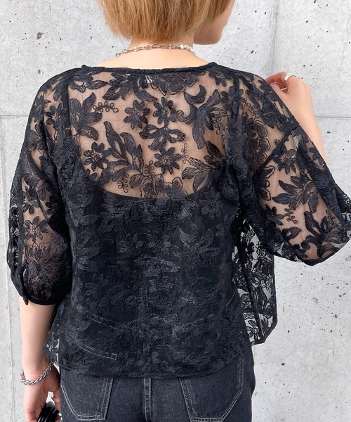 apres jour mignon（アプレジュールミニョン）の「チュールレースブラウス【ZOZOTOWN限定アイテム】（シャツ/ブラウス・レディース・ブラック/アイボリー/ブルー・フリー/X-LARGE）」の15枚目の写真