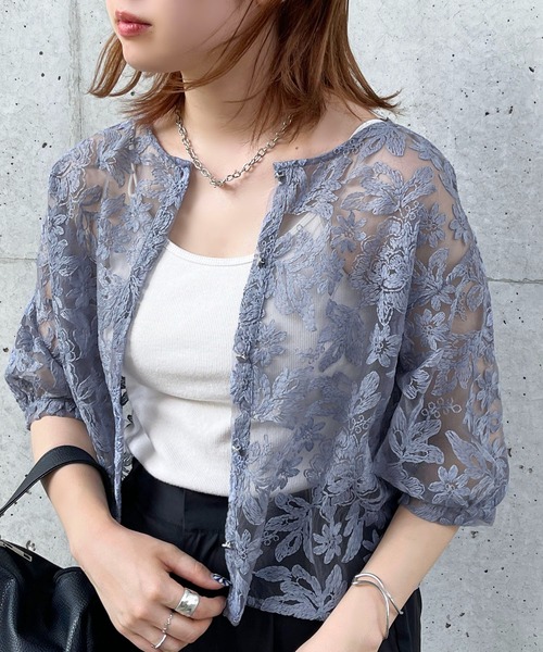 apres jour mignon（アプレジュールミニョン）の「チュールレースブラウス【ZOZOTOWN限定アイテム】（シャツ/ブラウス・レディース・ブラック/アイボリー/ブルー・フリー/X-LARGE）」の18枚目の写真