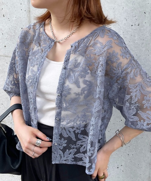 apres jour mignon（アプレジュールミニョン）の「チュールレースブラウス【ZOZOTOWN限定アイテム】（シャツ/ブラウス・レディース・ブラック/アイボリー/ブルー・フリー/X-LARGE）」の19枚目の写真