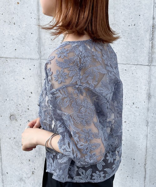 apres jour mignon（アプレジュールミニョン）の「チュールレースブラウス【ZOZOTOWN限定アイテム】（シャツ/ブラウス・レディース・ブラック/アイボリー/ブルー・フリー/X-LARGE）」の21枚目の写真