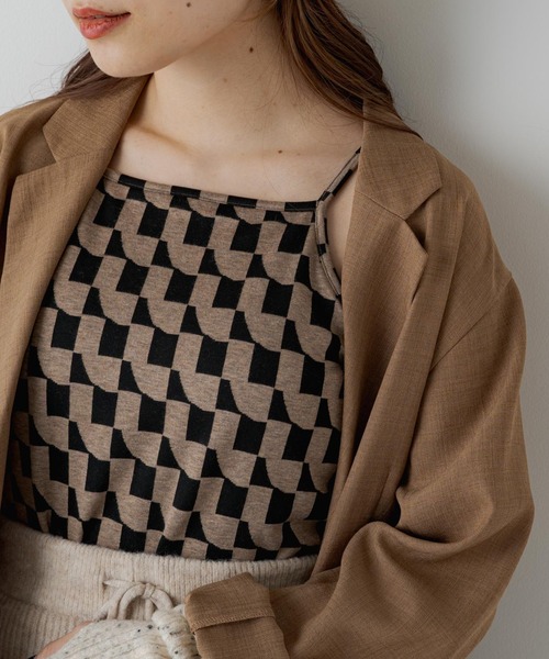 Kastane（カスタネ）の「カップ付き幾何学柄キャミ（キャミソール・レディース・ブラウン/グレー・FREE）」の19枚目の写真