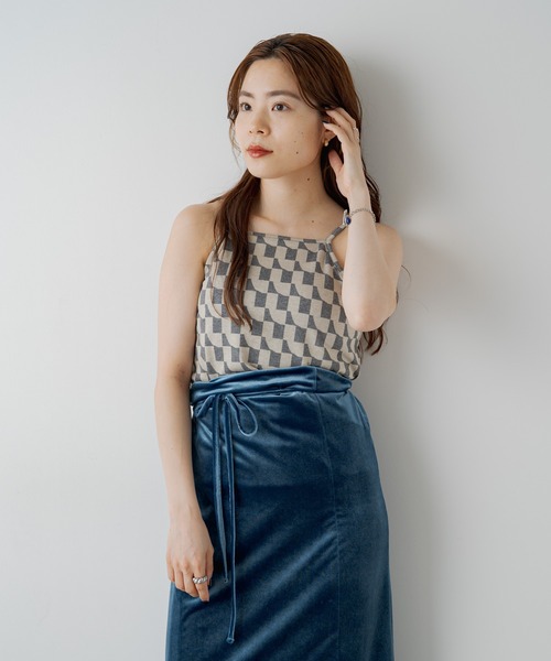 Kastane（カスタネ）の「カップ付き幾何学柄キャミ（キャミソール・レディース・ブラウン/グレー・FREE）」の22枚目の写真
